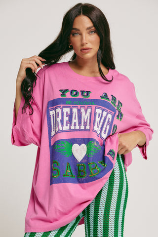 NEW IN! THE VERY OVERSIZED BEADED DREAM BIG TEE - PINK