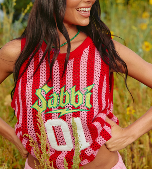 SABBI THE KNIT B-BALL SINGLET - PINK/RED STRIPE