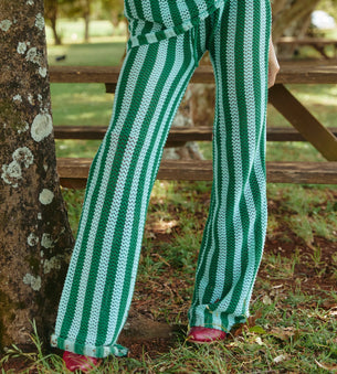SABBI THE KNIT STRIPE BEACH PANTS - GREEN STRIPE