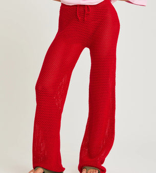 THE KNIT BEACH PANTS - RED