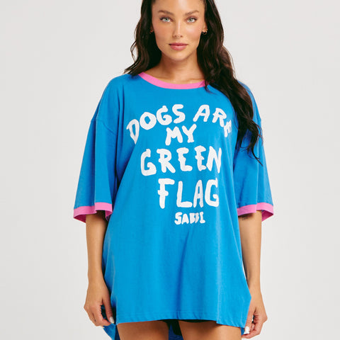 THE VERY OVERSIZED GREEN FLAG TEE - BLUE