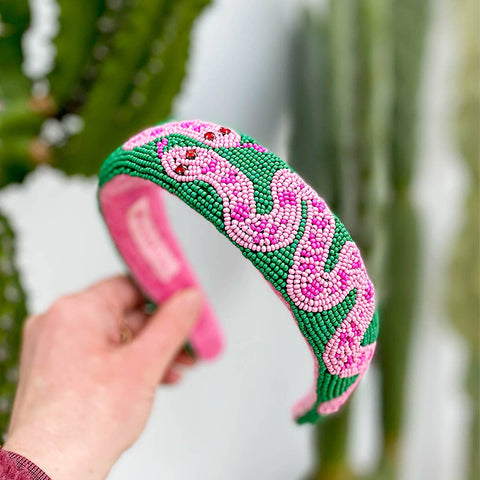 Green Snake Beaded Headband