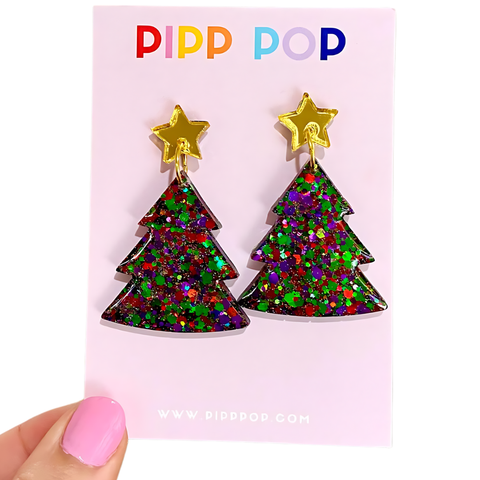 Glitter Christmas Tree Dangles