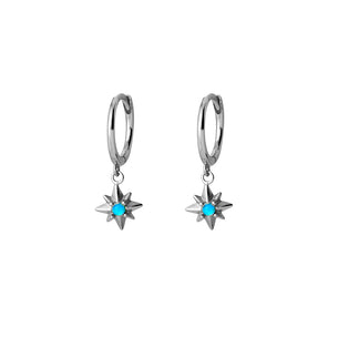 Sterling Silver huggies with Star/Opalite Charm