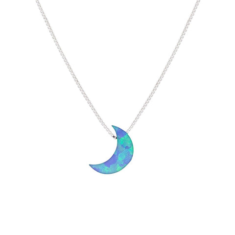 itutu Opalite Moon Necklace - Light Blue