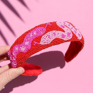 Red Snake Beaded Headband