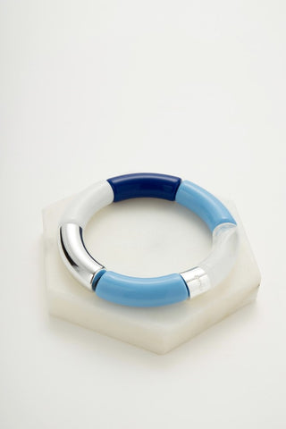 ZAFINO Tube Bangle - Blue/Silver