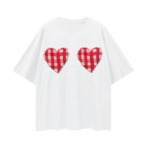 PRE ORDER! Gingham Hearts T-Shirt (OVERSIZED)