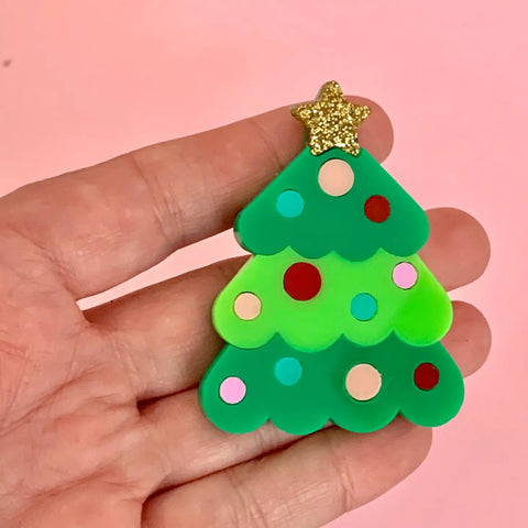 Colourful Christmas Tree Brooch