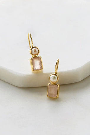 Willow Earring Rose Quartz/Pearl