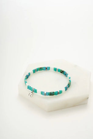 Tile Bracelet - Aqua/Silver