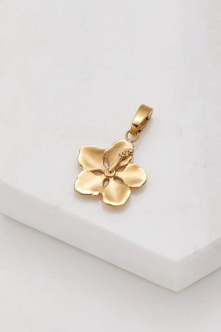 Hibiscus Flower Charm - Gold