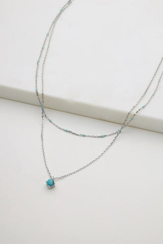 Layered Blue Necklace - Silver