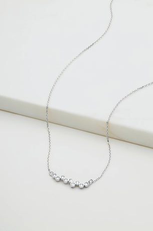 Scattered Crystal Mini Necklace - Silver