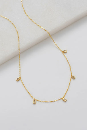 Baguette Mini Crystal Necklace - Gold