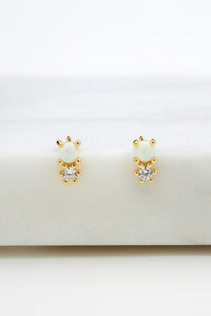 Zafino Opal & Crystal Cluster Earring - Gold