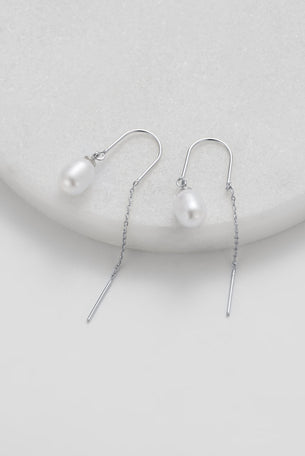 Talia Thread Earring - Silver /Pearl