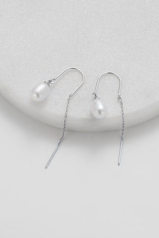 Talia Thread Earring - Silver /Pearl