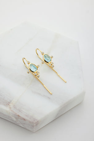 Gabi Thread Earring - Blue Topaz