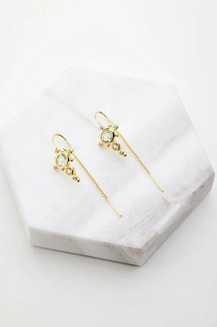 Darcy Thread Earring - Green Amethyst
