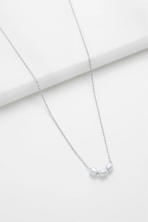 Mini Pearl Necklace - Silver