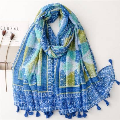 Blue/Lime Cotton Scarf