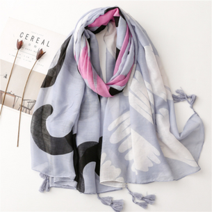 Pink Grey Cotton Scarf