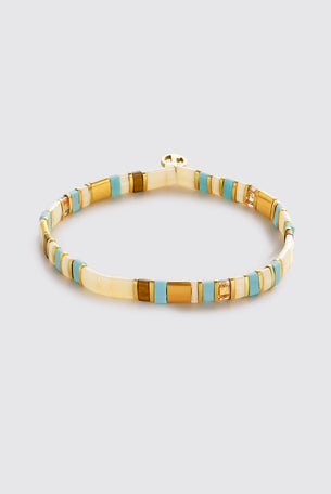 Tile Bracelet - Teal/Cream