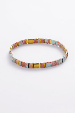 Tile Bracelet - Teal/Blush