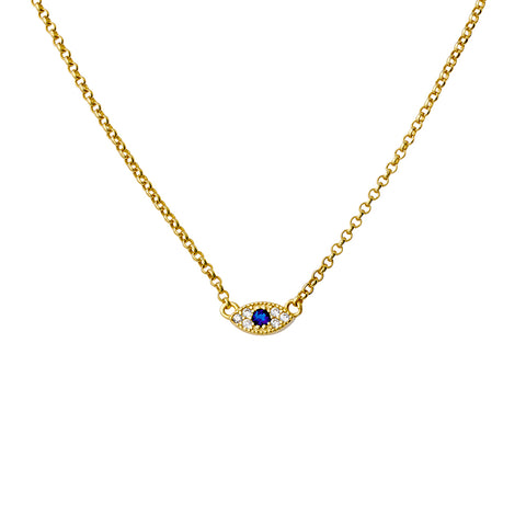 Gold Plated CZ Small Evil Eye Necklace