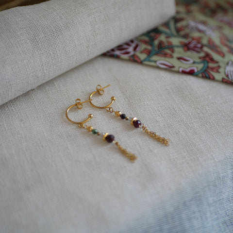 GINANDGER EARRINGS - GARNET LABRADORITE