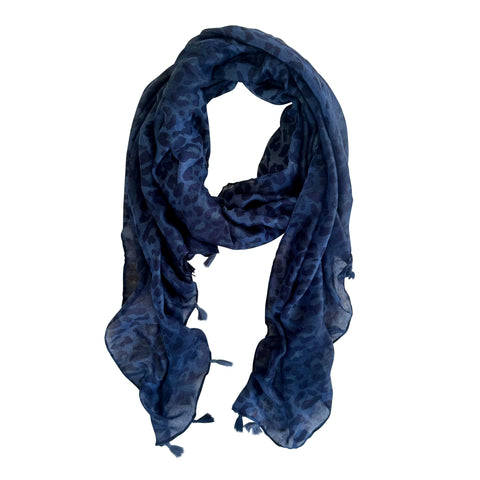 Quinn Leopard Scarf Navy