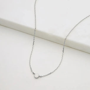 Single Stone Mini Necklace - Silver