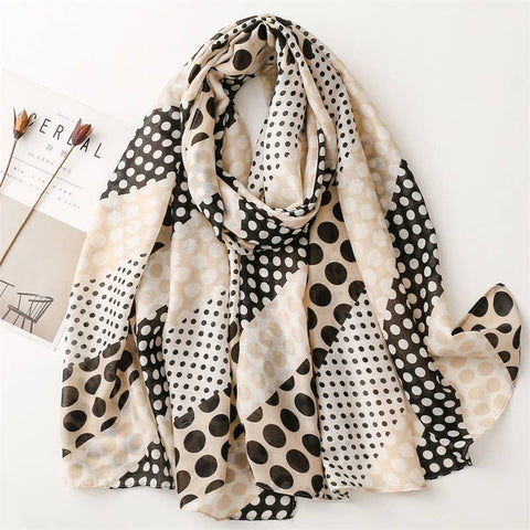 Beige Black Spot Cotton Scarf