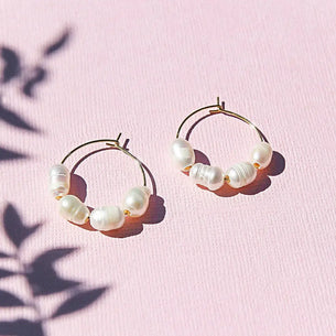 Small Gold Freshwater Hoops