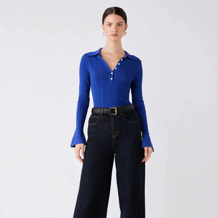 ESMAEE AVENUE BUTTON SWEATER - COBALT BLUE