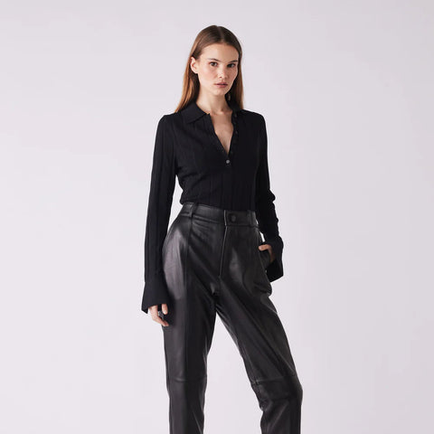 AVENUE BUTTON SWEATER - BLACK