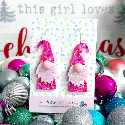 HELLO LITTLE SANTA GNOME - PINK