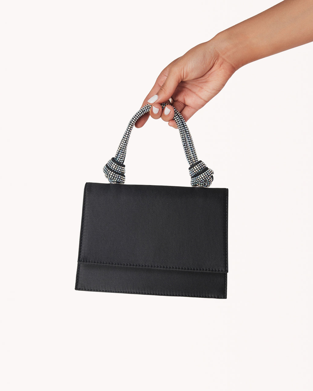Ariatta Handle Bag - Black/Silver Diamante