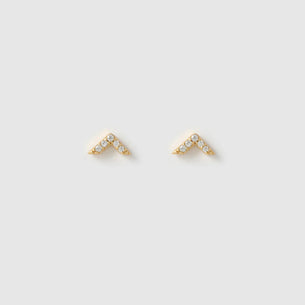 Arrow Gold and Zircon Stud Earrings