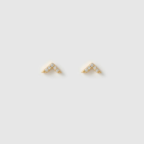 Arrow Gold and Zircon Stud Earrings