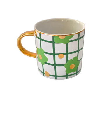 Green Tartan & Bloom Mug
