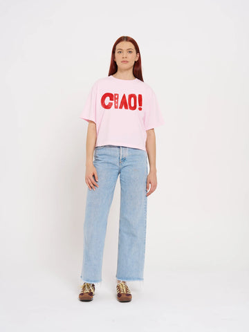 CIAO BOXY CROP TEE - Baby Pink/Red