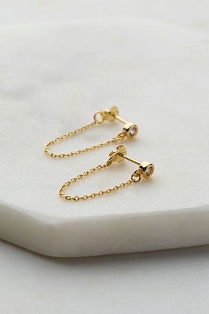 Crystal Chain Wrap Earring - GOLD