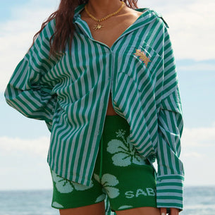 THE DON JULIO SHIRT - BLUE GREEN STRIPE