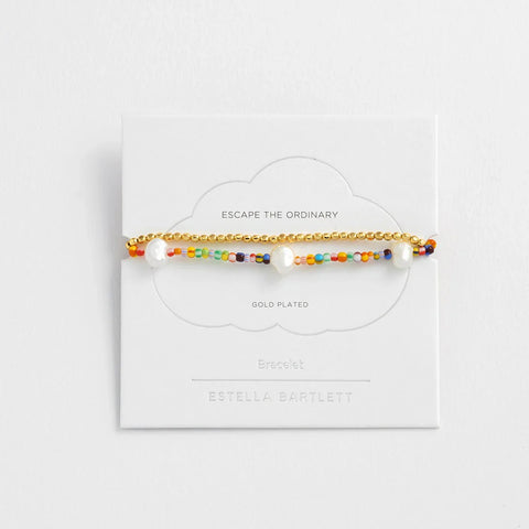 Two Pack - Gold and Multi Bead Bracelet