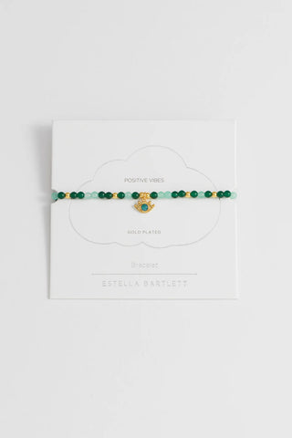 Beaded Evil Eye Charm Bracelet - Green
