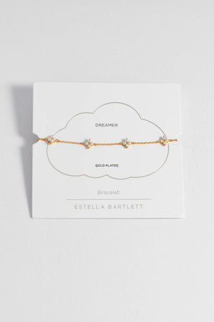 Pearl Multi Flower Bracelet - Gold Plated