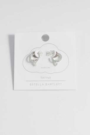Duo Pave Star Hoops - Silver