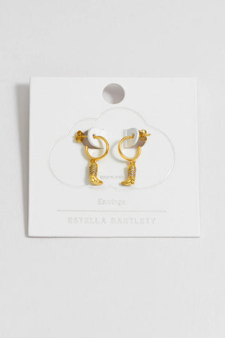 Cowboy Boot Hoop Earrings - Gold Plated